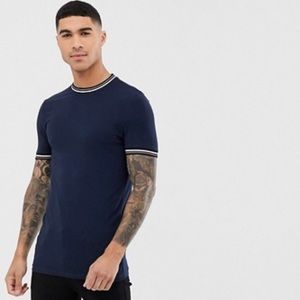 ASOS, muscle fit T-shirt. Navy blue, medium
